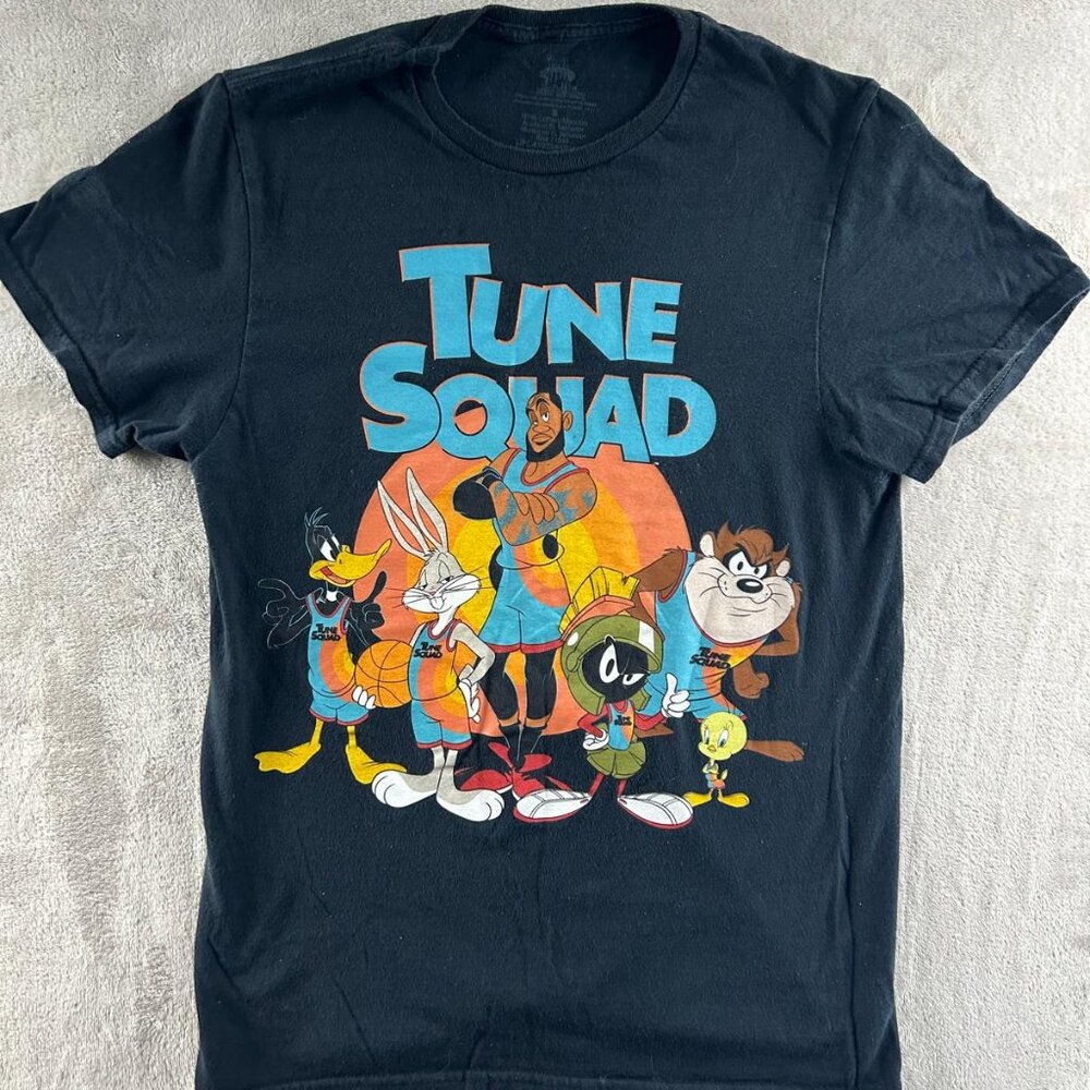 Space Jam T-Shirt Male S Black Short Sleeve Cartoons Tune Squad